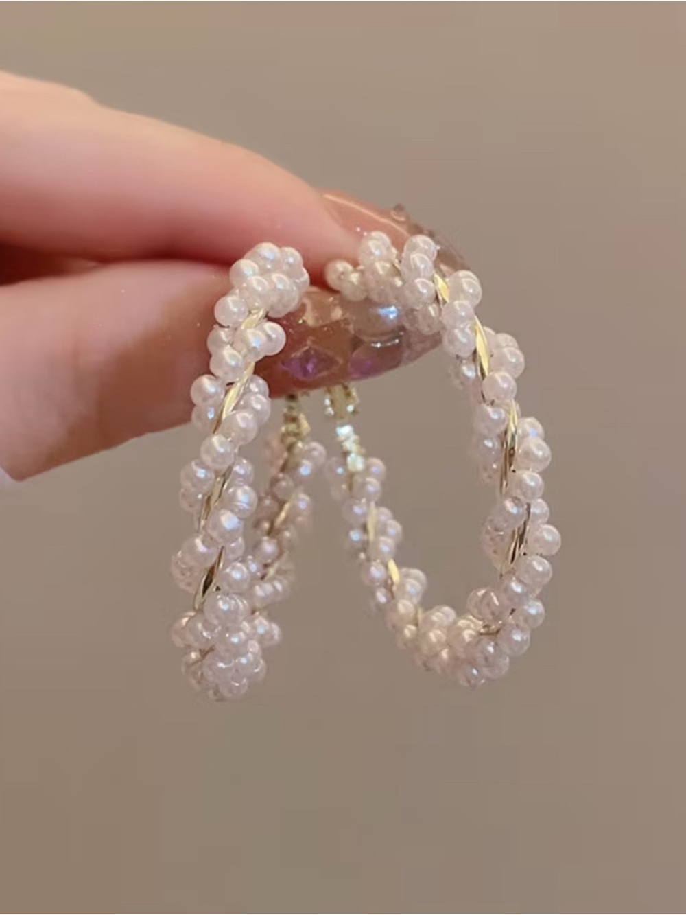 Pearl-Wrapped Hoop Earrings - White